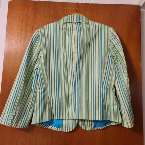 Real Clothes Green , Blue And White Stripe Jacket Size 8 - Picture 3 of 3
